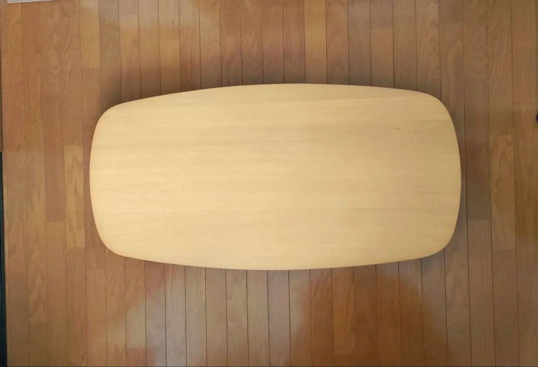 【送料無料】楕円形 折れ脚 センターテーブル 下部スラット棚付き