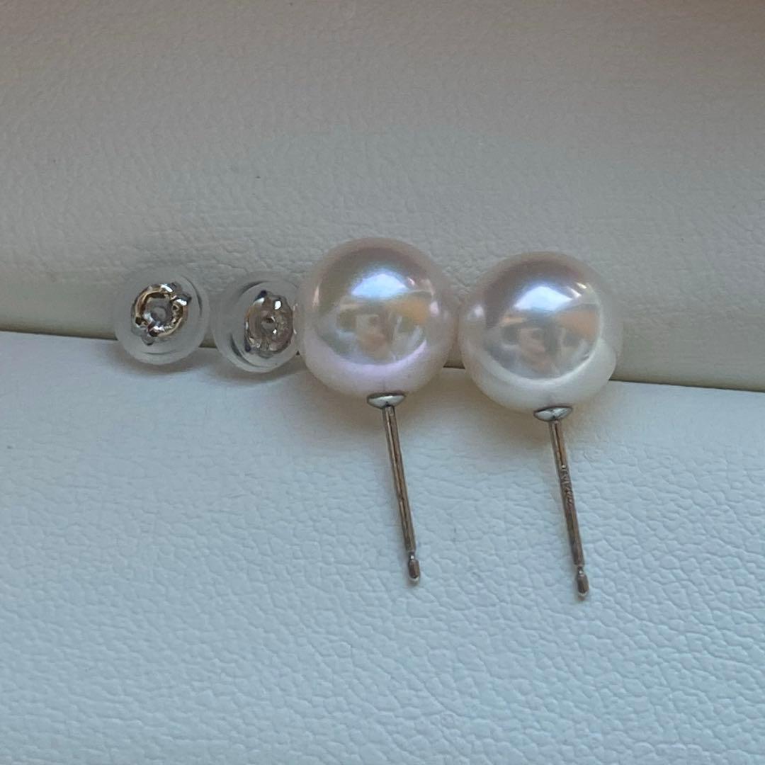 2029 美品❣️Pt900 あこや真珠　花珠　8.5mm ピアス　鑑別カード