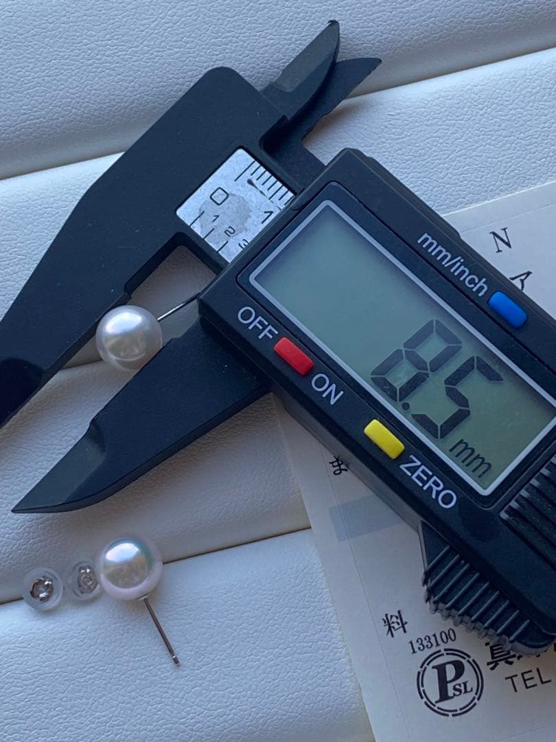 2029 美品❣️Pt900 あこや真珠　花珠　8.5mm ピアス　鑑別カード