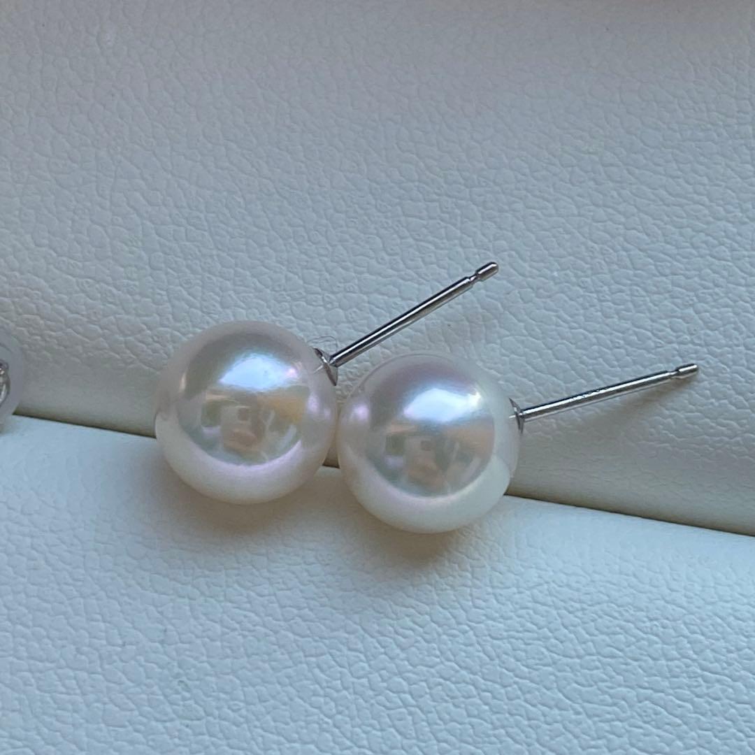 2029 美品❣️Pt900 あこや真珠　花珠　8.5mm ピアス　鑑別カード