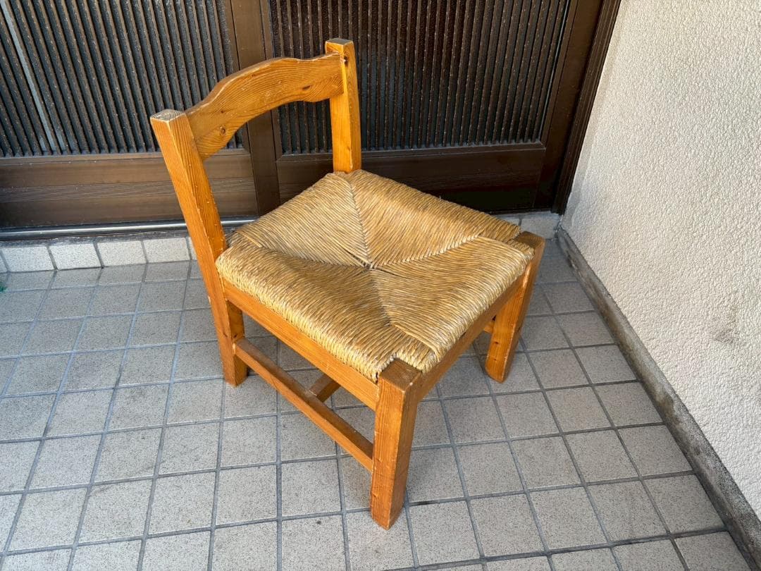 ②　ヴィンテージ　木製　ラッシュシート　ラタン　ダイニングチェア　インテリア