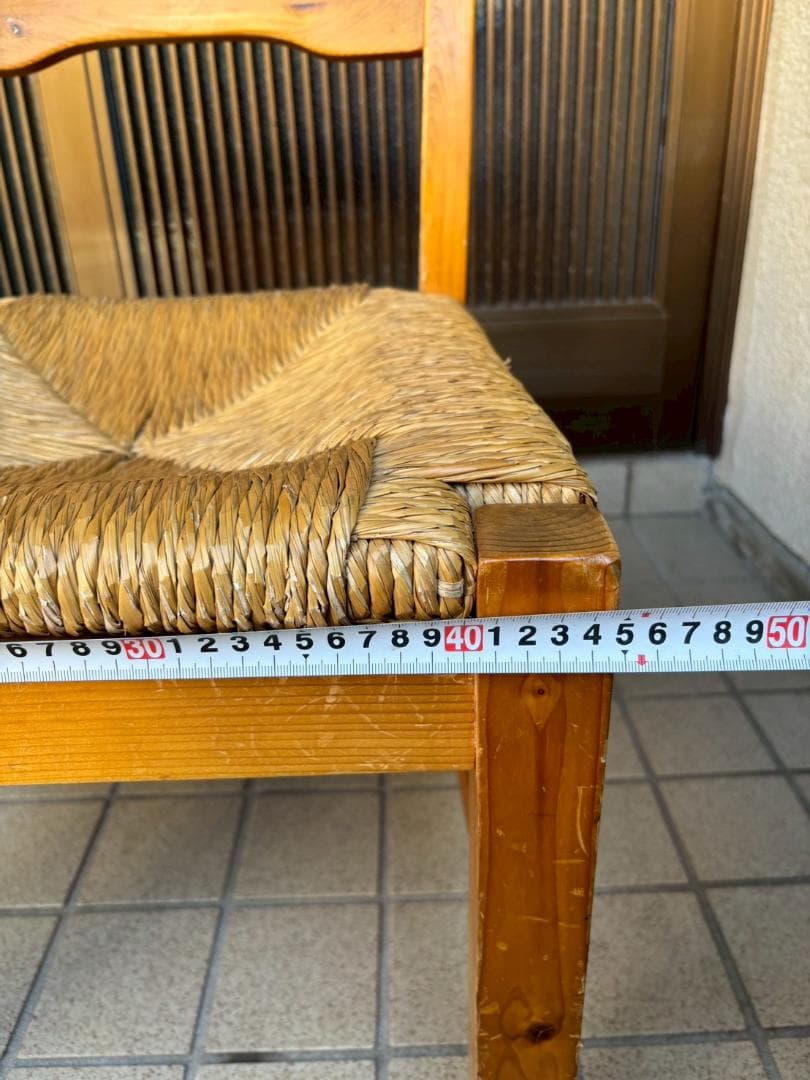 ②　ヴィンテージ　木製　ラッシュシート　ラタン　ダイニングチェア　インテリア