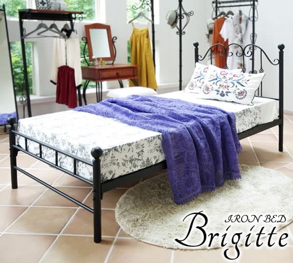 アンティーク風 北欧テイスト おしゃれ ベッドフレーム セミダブル ブラック