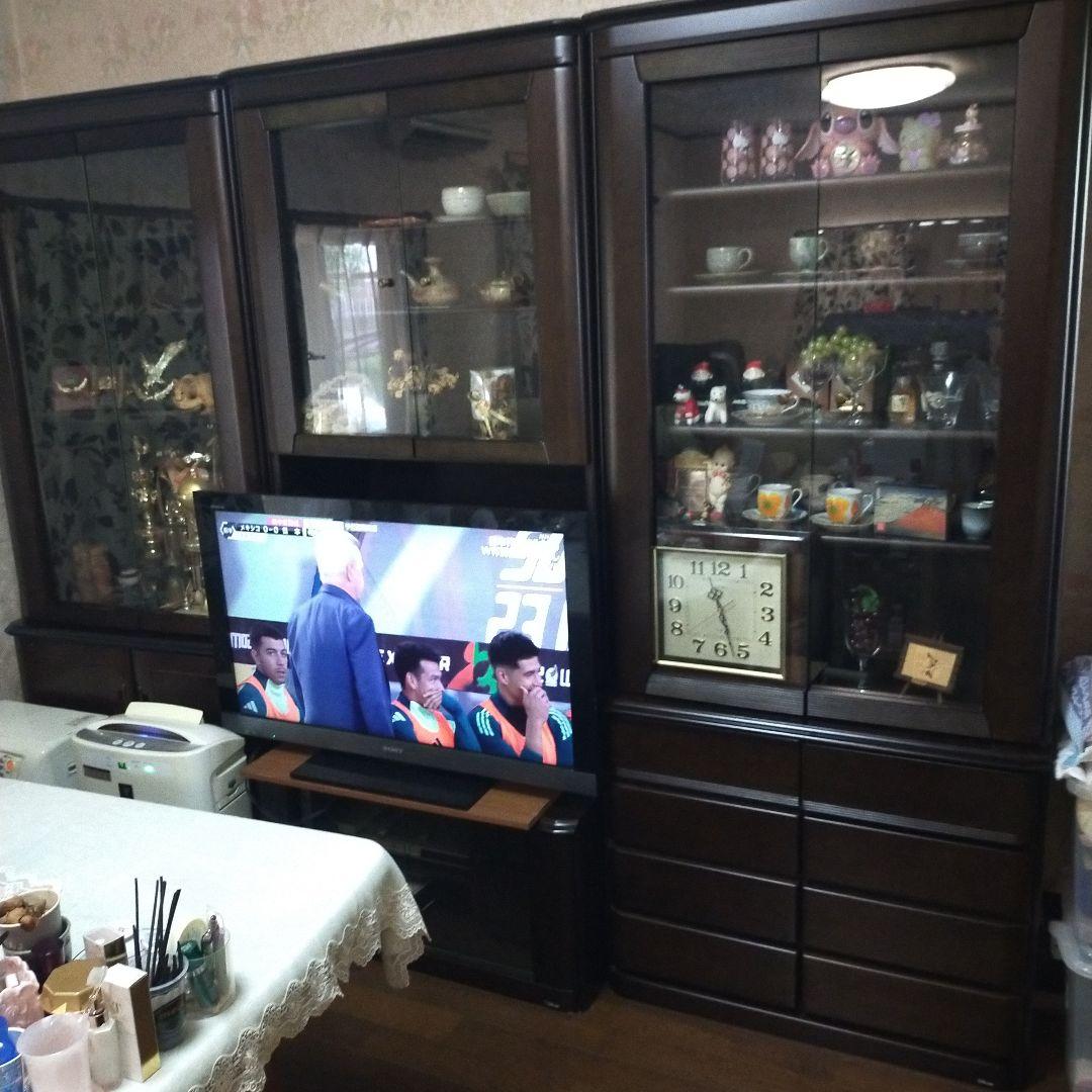 値下 半額18→8万 大型リビングボードガラス扉 飾棚