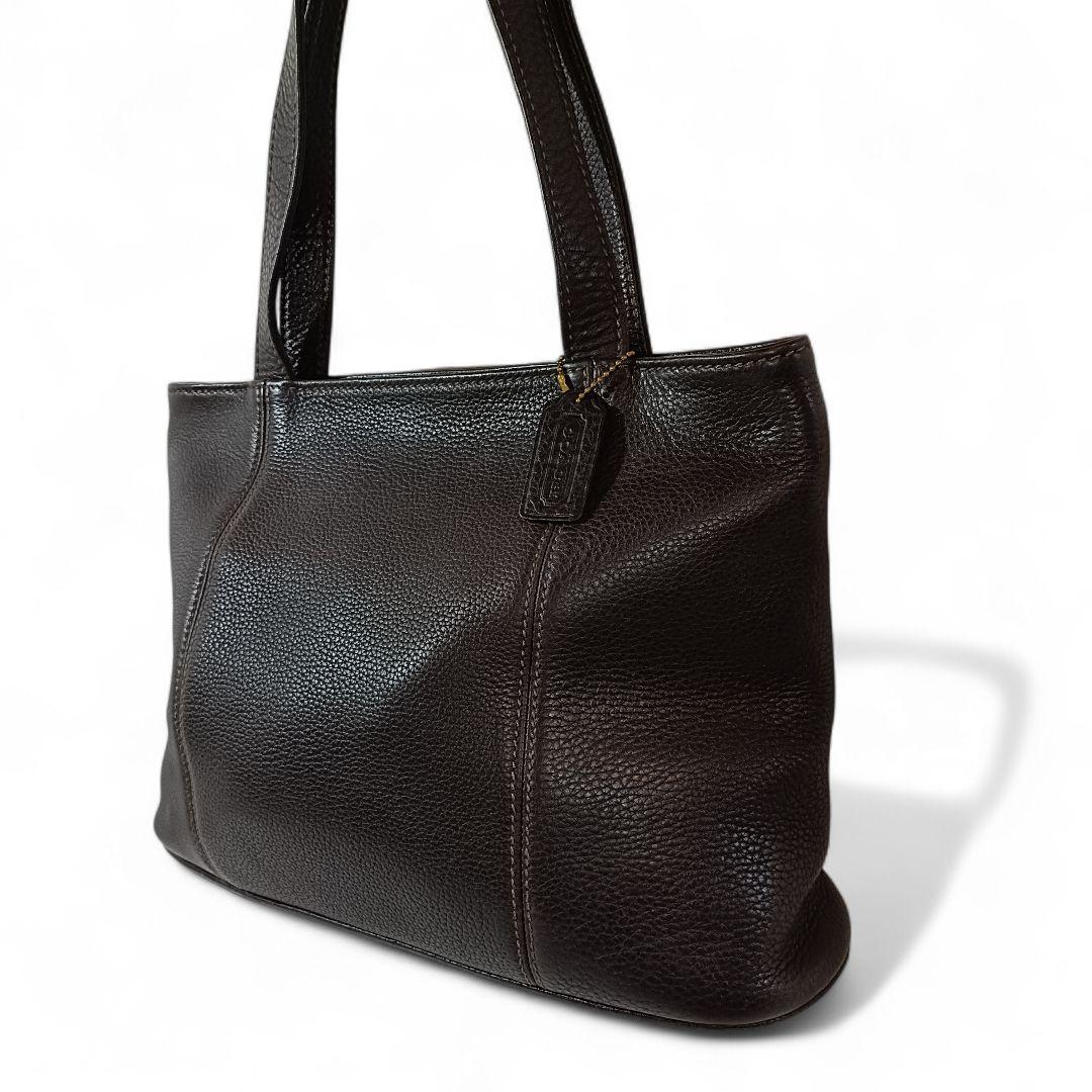 美品 正規品 コーチ トートバッグ レザー 革 肩掛け ダークブラウン 鞄