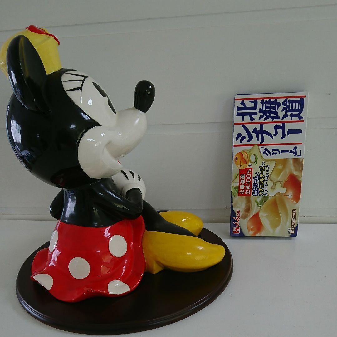 希少☆ 80s 特大 日本製 置物 ミニーマウス 陶器 オルゴール ディズニー