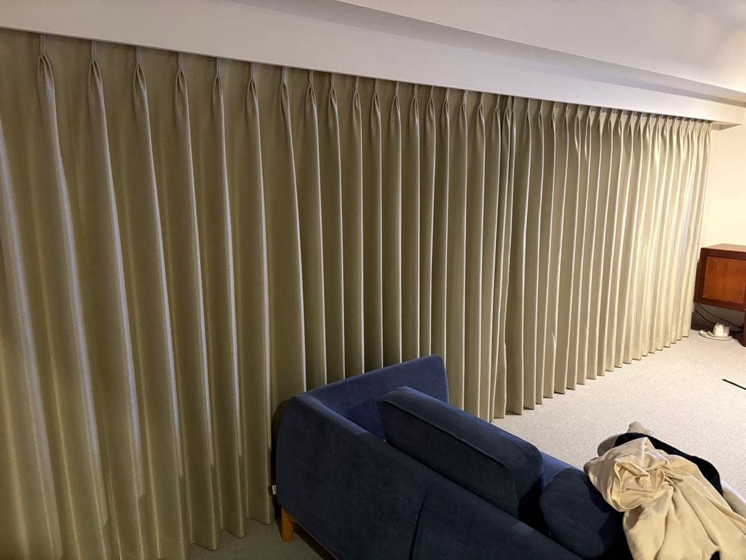 カーテン ドレープ ドレープカーテン 光沢 ファブリック ベージュ 遮光 防炎