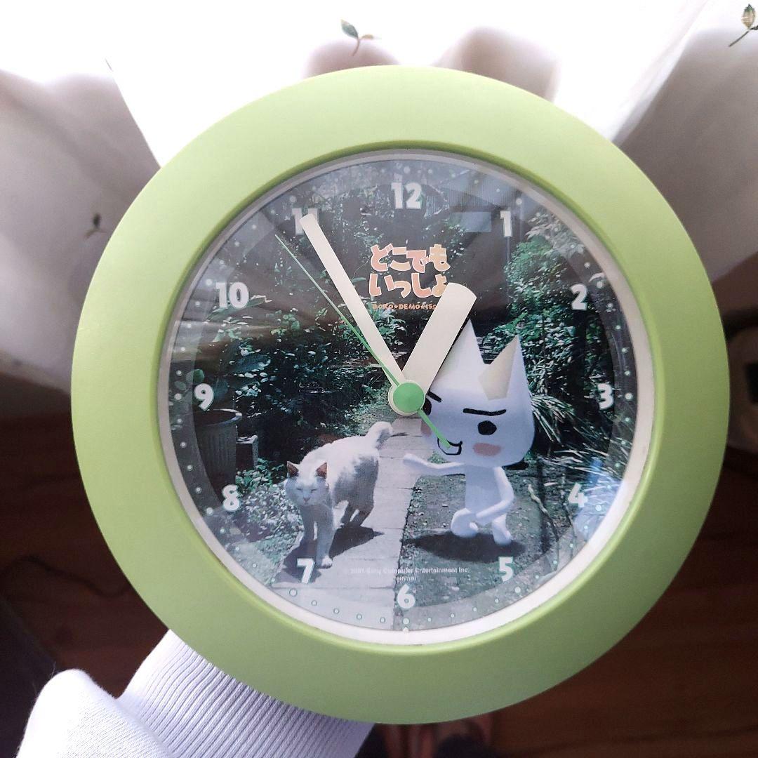 どこでもいっしょ 時計 レア 希少 防水置き掛け兼用 時計 トロと白猫 文字盤