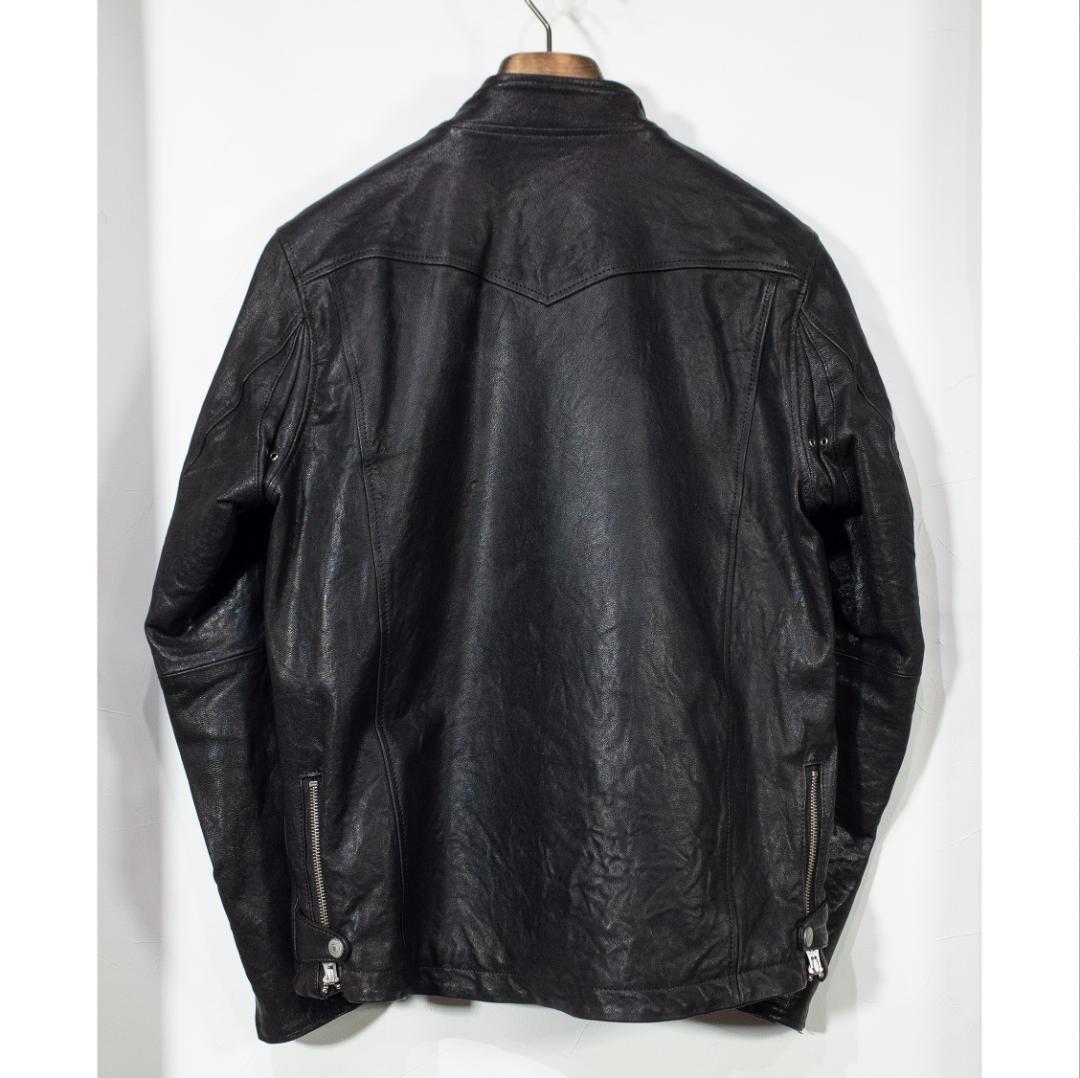 EGO TRIPPING ゴートレザー ライダースジャケット 48 黒 革ジャン
