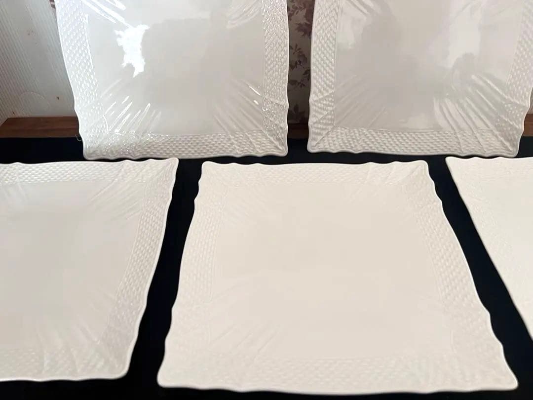 ジノリ　ベッキオホワイト　スクエアプレート22cm 5枚