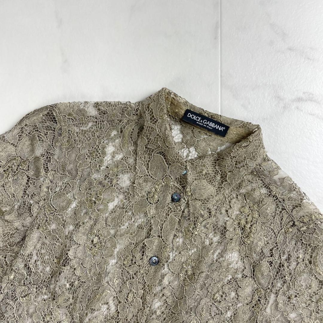 美品 ドルチェ&ガッバーナ 総レースブラウス ベージュ サイズ38*RC299