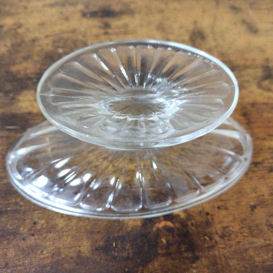 昭和レトロ 脚付きガラス皿 プリンアラモード 4個セット売り