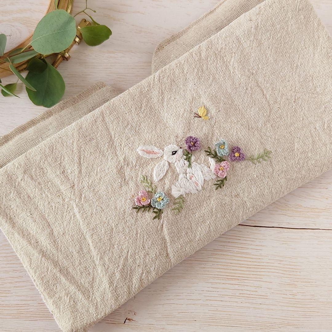 手刺繍入あずき/小豆のアイピロー【うさこと花畑】