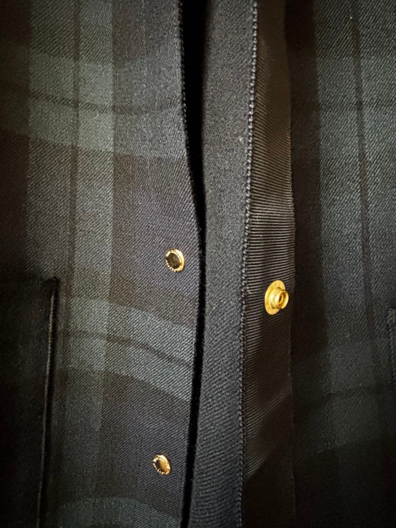 マッキントッシュフィロソフィー　紺　チェック柄 ロングコート　リバーシブル