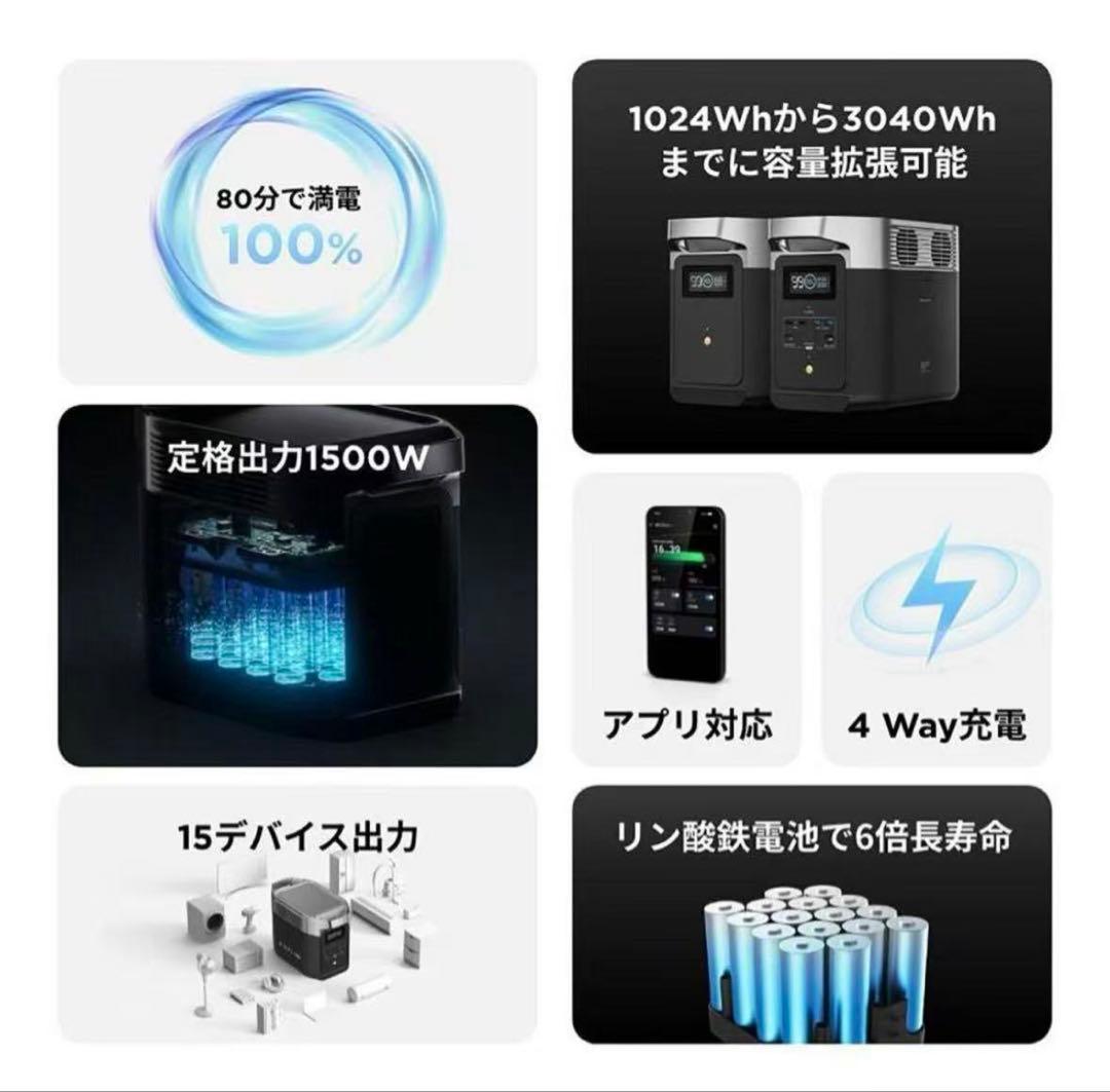 エコフロー EcoFlow ポータブル電源 DELTA2 容量10 24Wh