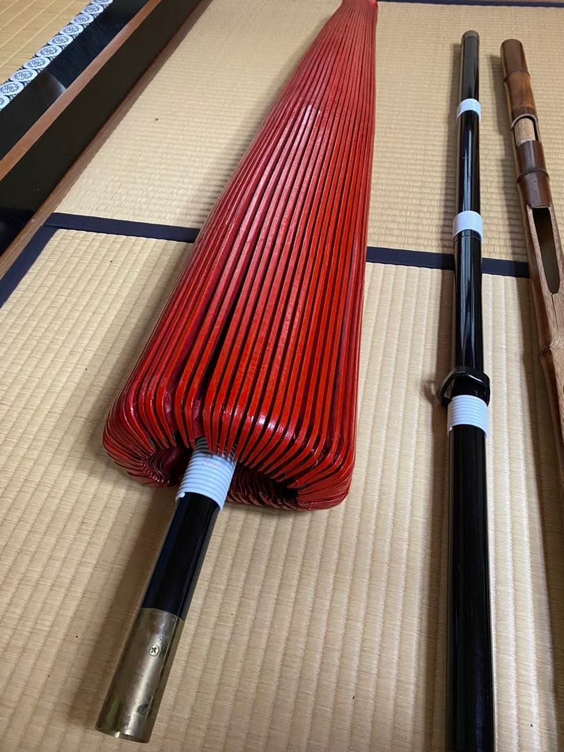 茶道具/野点傘 歌花筒(短冊掛 花入掛) 付 茶席用 茶会 和傘