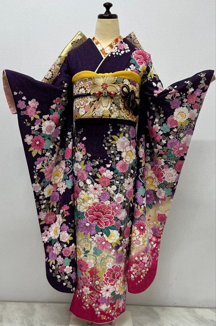 振り袖　フルセット　別誂長襦袢　成人式　金彩加工　刺繍入り　銀通し　758