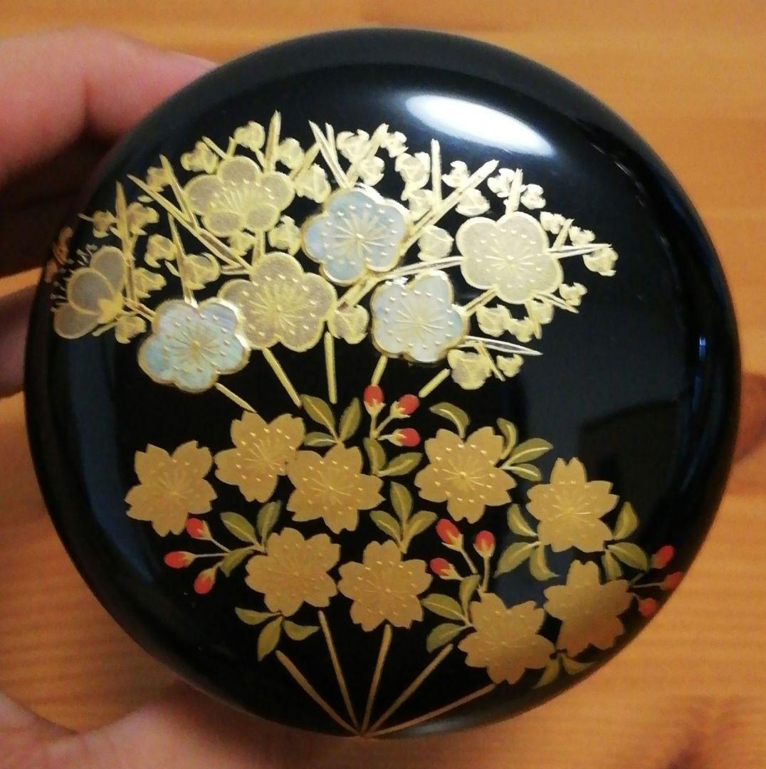 一心斎作　花扇　蒔絵　乾漆　棗　共箱　茶道具