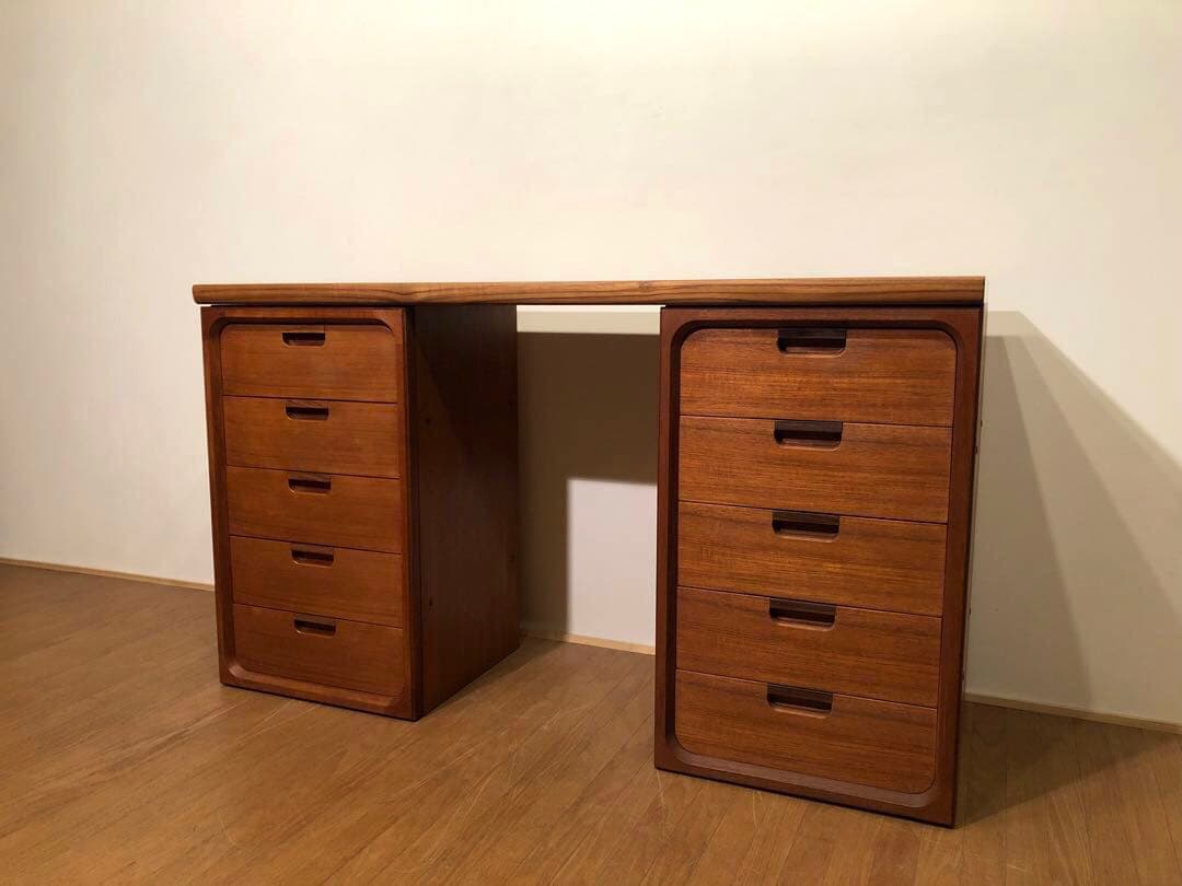 希少 ヴィンテージ 日田工芸社製 マキシム ユニットデスク 机 チーク無垢材天板