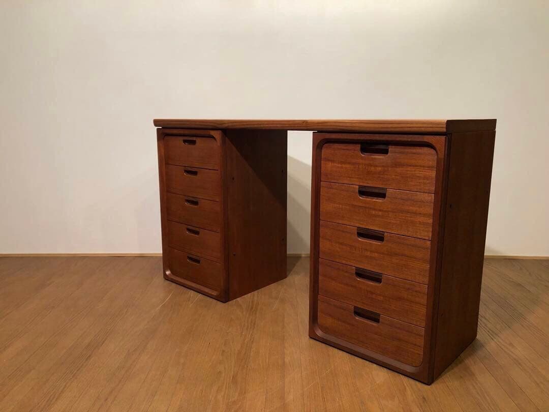 希少 ヴィンテージ 日田工芸社製 マキシム ユニットデスク 机 チーク無垢材天板