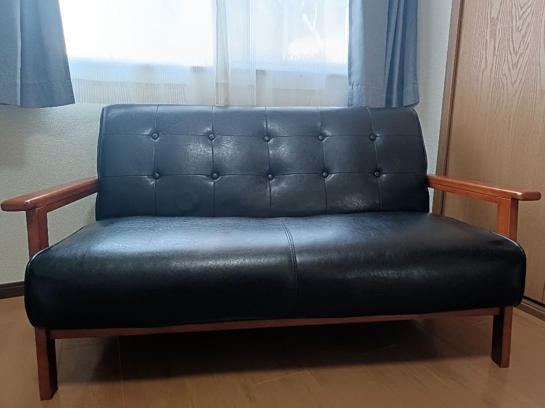 黒 レザー調　ソファ　レトロ　アンティーク　静岡県より