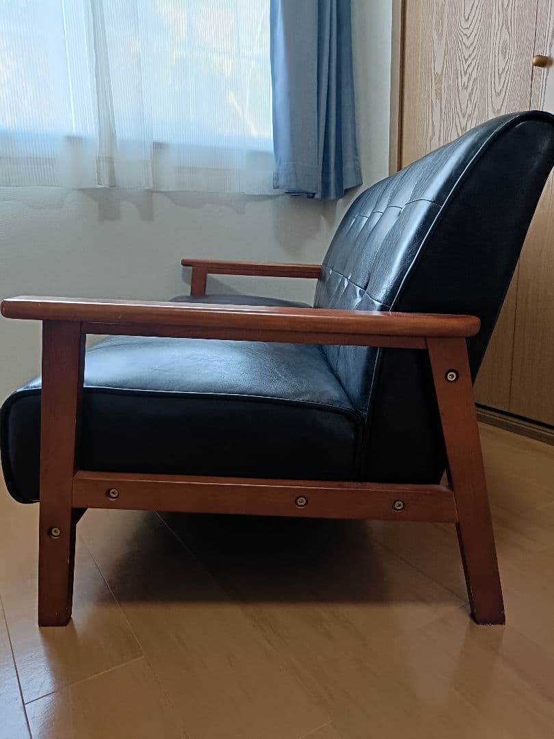 黒 レザー調　ソファ　レトロ　アンティーク　静岡県より