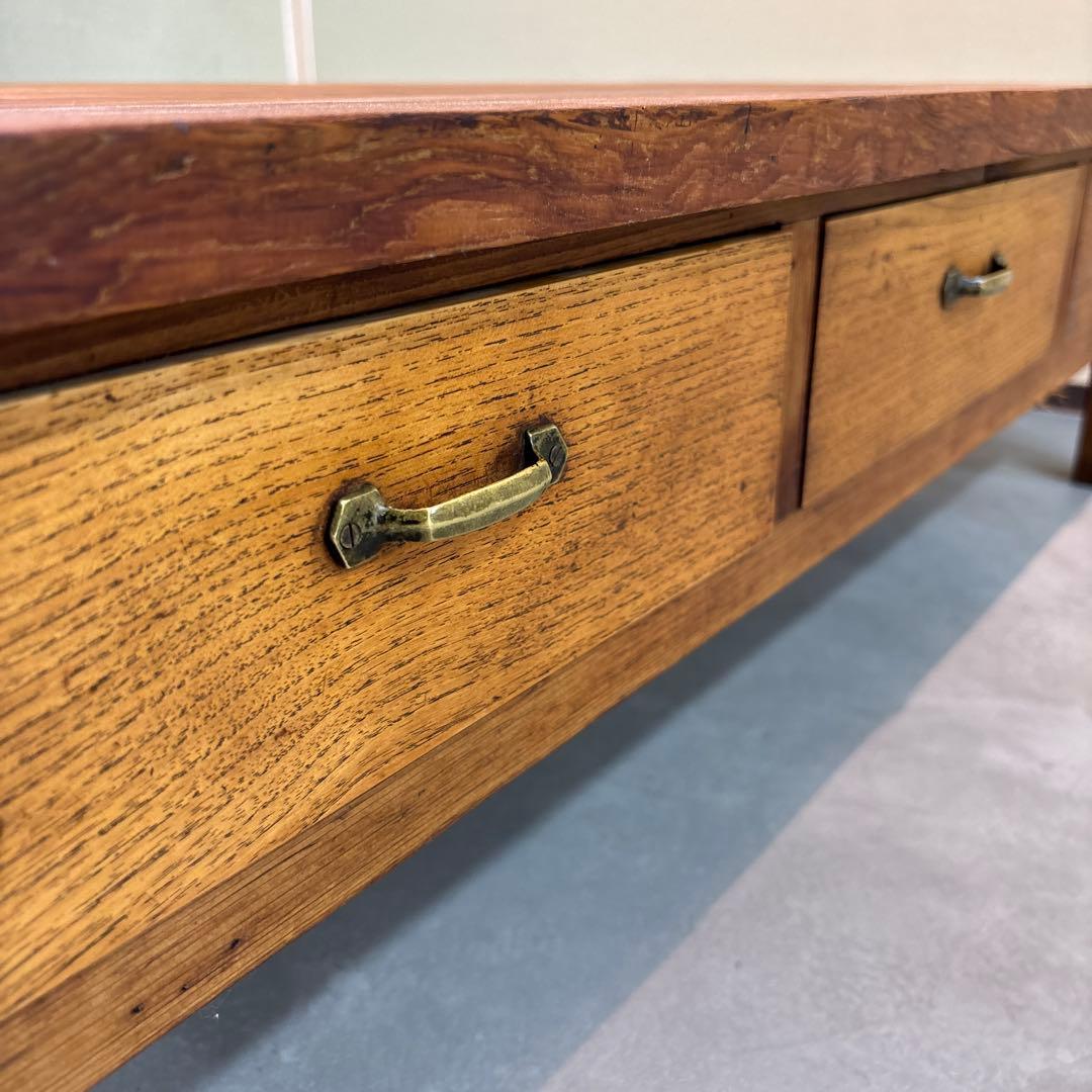 ローテーブル 無垢材 ヴィンテージ×和モダン　レトロ　両面引き出し　昭和