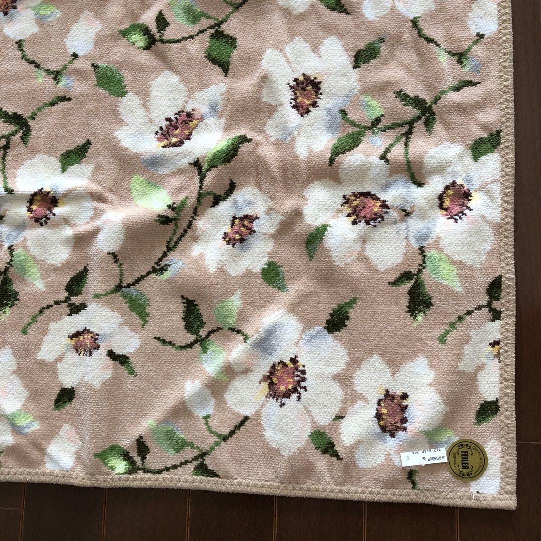 未使用　FEILER プティクロス　ひざ掛け　フェイラー　ベージュ　花柄おくるみ