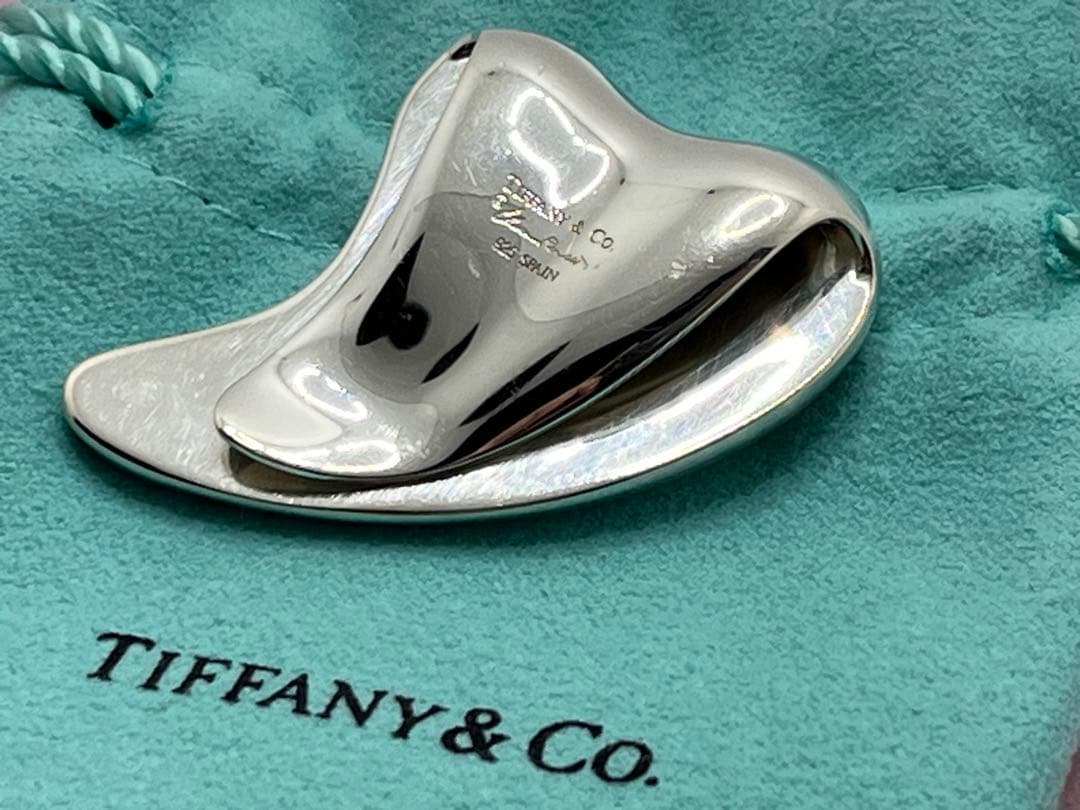 h160 美品　希少　ティファニー　フルハート　マネークリップ　シルバー　925