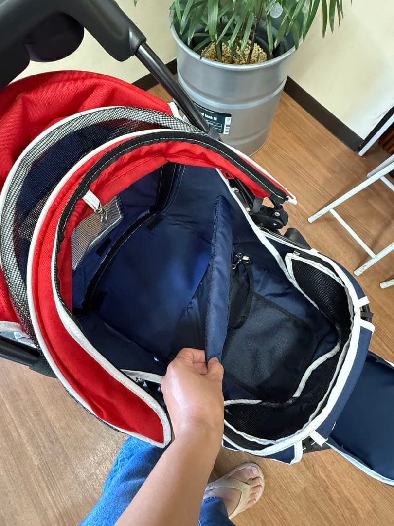 DOG DEPT ペットカート ネイビー/レッド