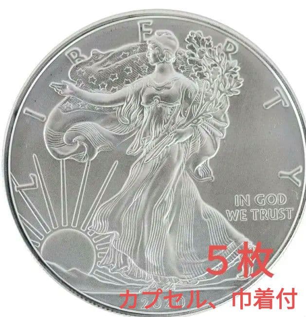 2020年5枚セット 1オンス イーグル銀貨　アメリカ　銀貨　カプセル付