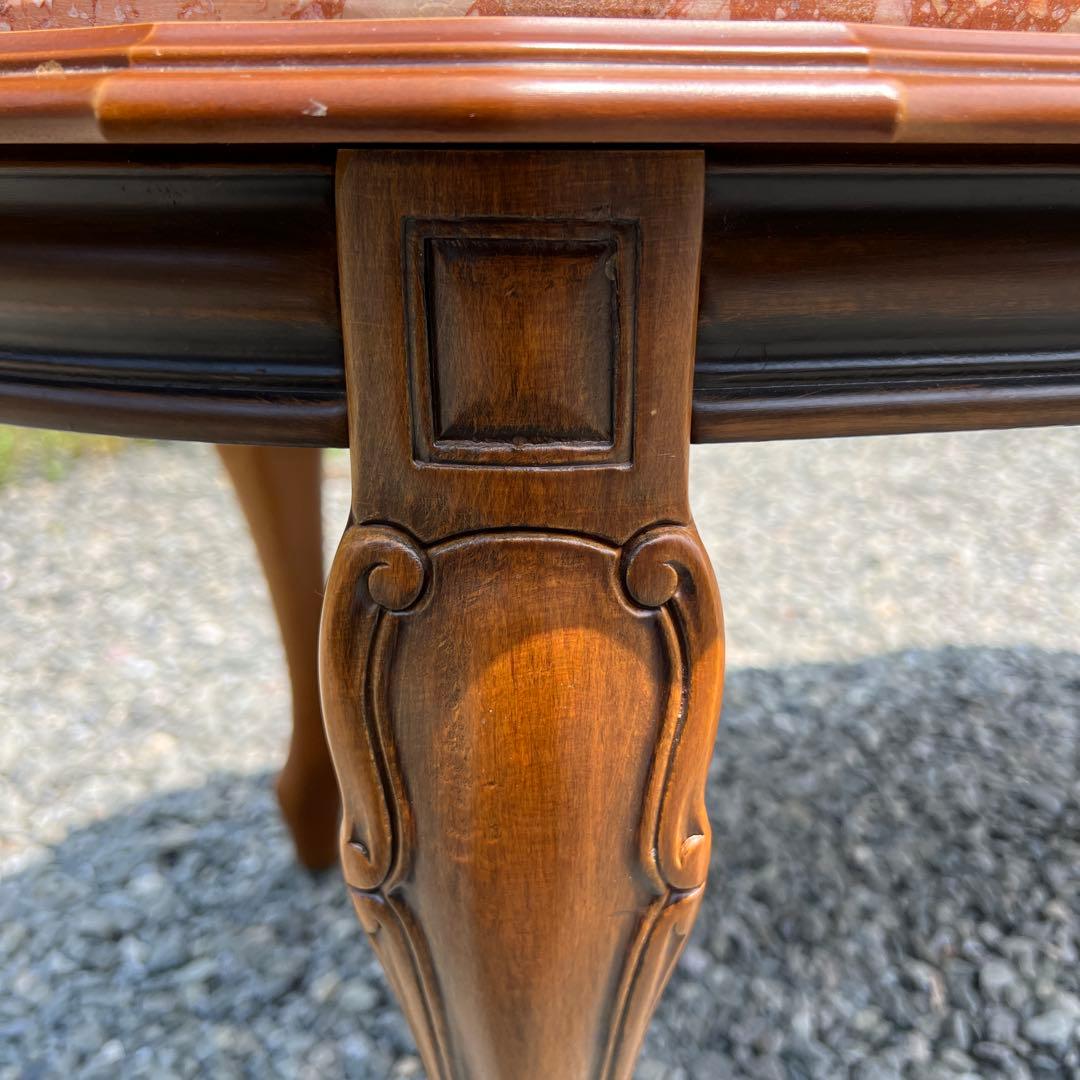 イタリア家具 大理石 センターテーブル ローテーブル ロココ調 猫脚 楕円