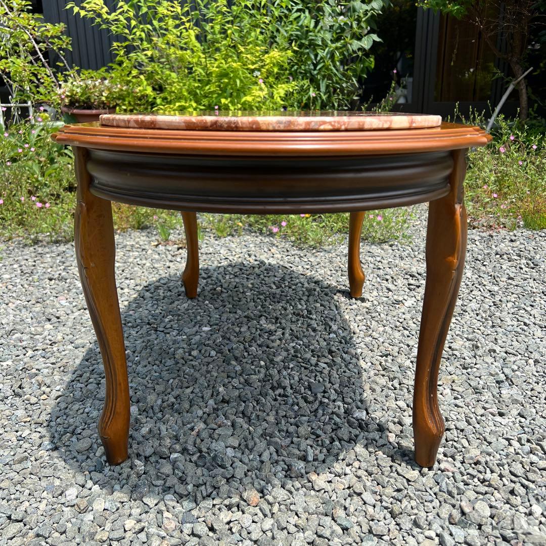 イタリア家具 大理石 センターテーブル ローテーブル ロココ調 猫脚 楕円