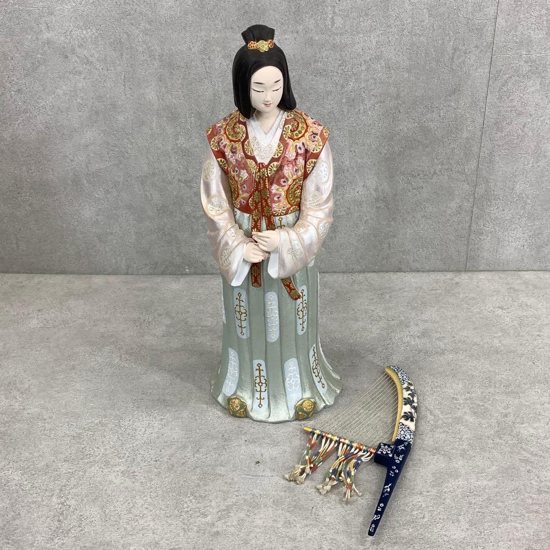 小副川祐二 余韻 箱付き 全長 約 43 cm 博多人形 楽器 人形