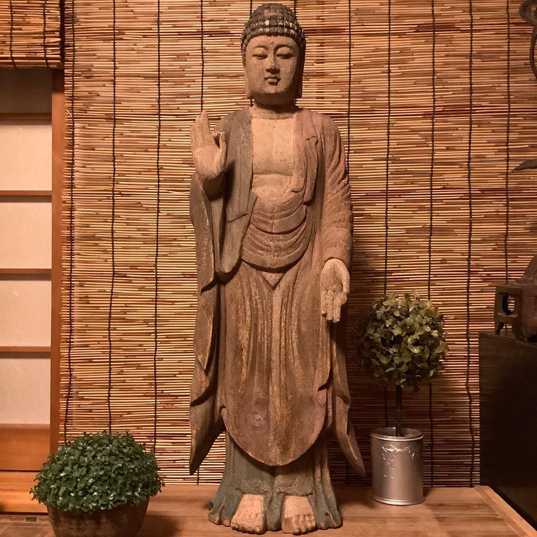 室町・本師本仏「阿弥陀如来」仏説無量寿経・仏説無量寿経・寺院放出・救済・特大木彫