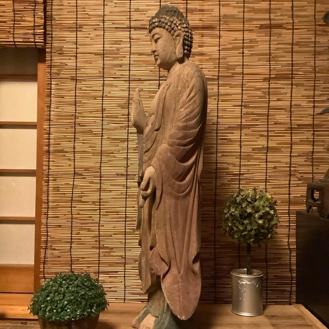 室町・本師本仏「阿弥陀如来」仏説無量寿経・仏説無量寿経・寺院放出・救済・特大木彫