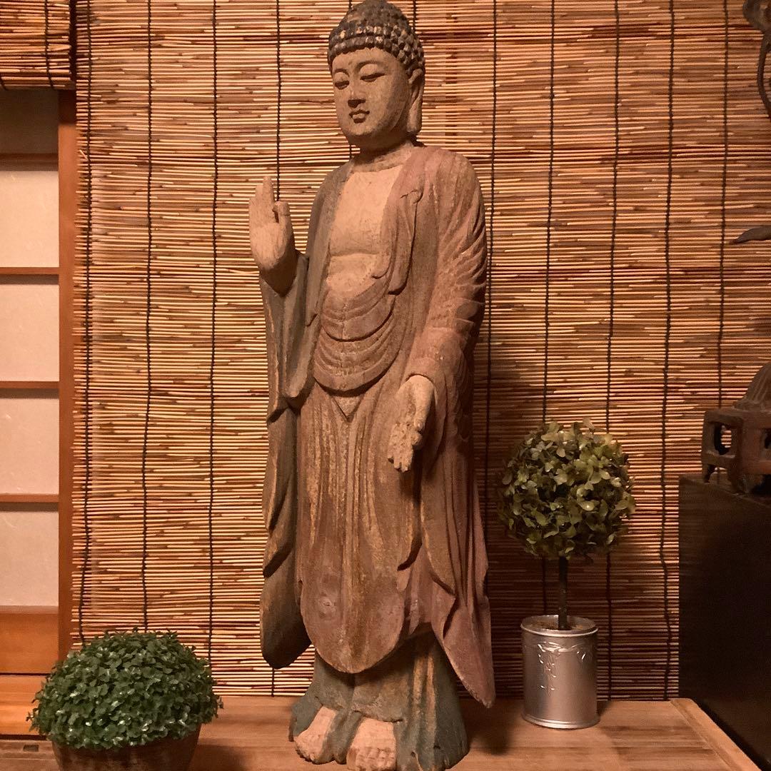 室町・本師本仏「阿弥陀如来」仏説無量寿経・仏説無量寿経・寺院放出・救済・特大木彫