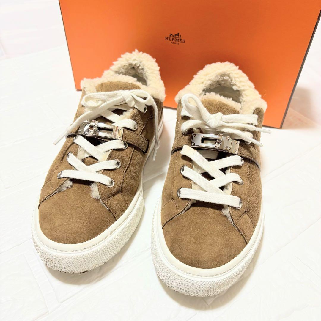 エルメス デイ ケリー スニーカー ムートン 37 箱・袋付き
