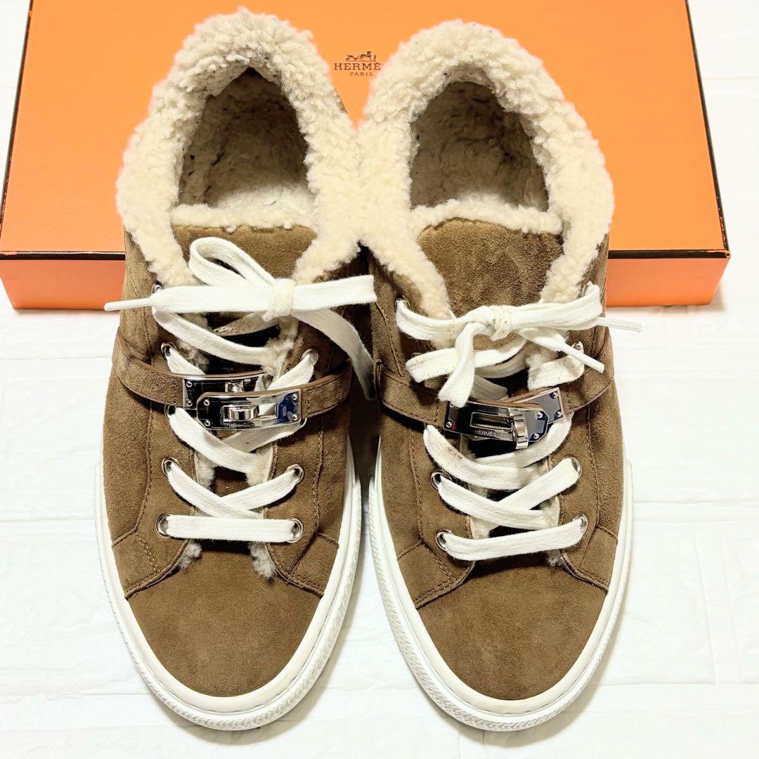 エルメス デイ ケリー スニーカー ムートン 37 箱・袋付き