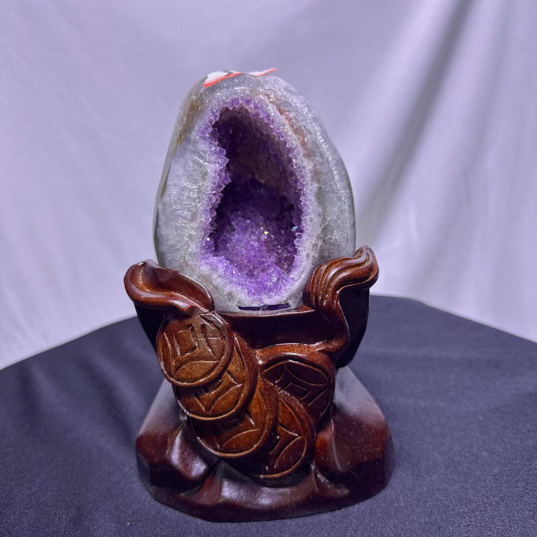 ウルグアイ産 アメジスト ドラゴンエッグ 原石 置物D.61