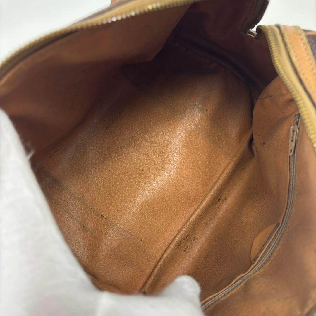 CELINE ハンドバッグ マカダム柄 PVC レザー キャンバス ブラウン