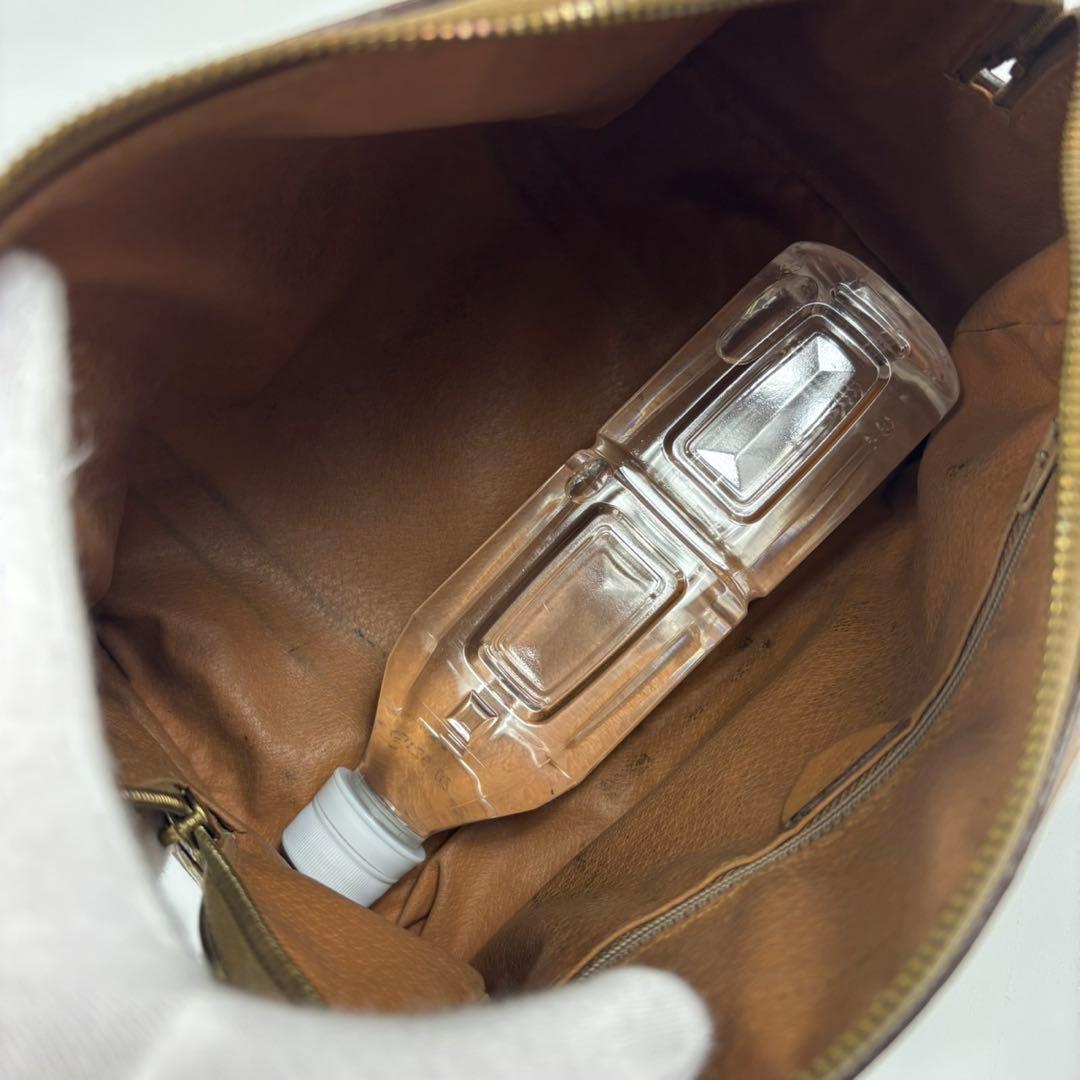 CELINE ハンドバッグ マカダム柄 PVC レザー キャンバス ブラウン