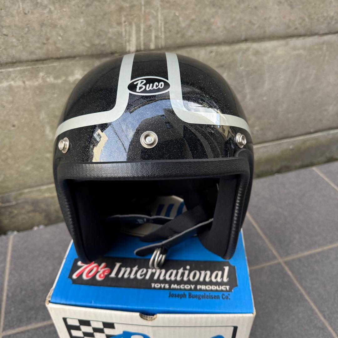 Buco ジェットヘルメット ブラック ストライプ