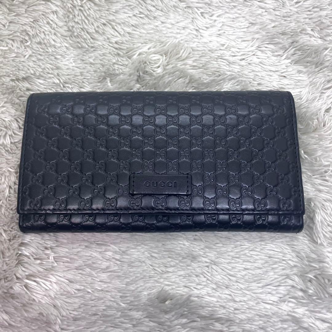 箱付き極美品✨GUCCI マイクロシマ GG柄 ロゴプレート 長財布449396