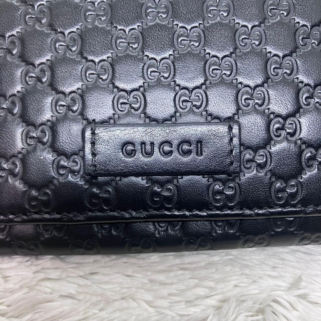 箱付き極美品✨GUCCI マイクロシマ GG柄 ロゴプレート 長財布449396