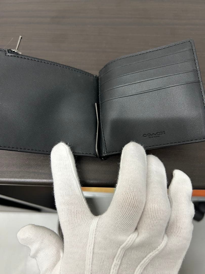 COACH ブラックレザー マネークリップ