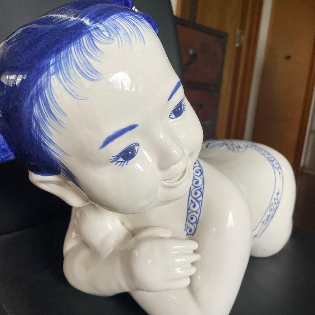 中国　骨董品　陶枕　女の子　唐子枕