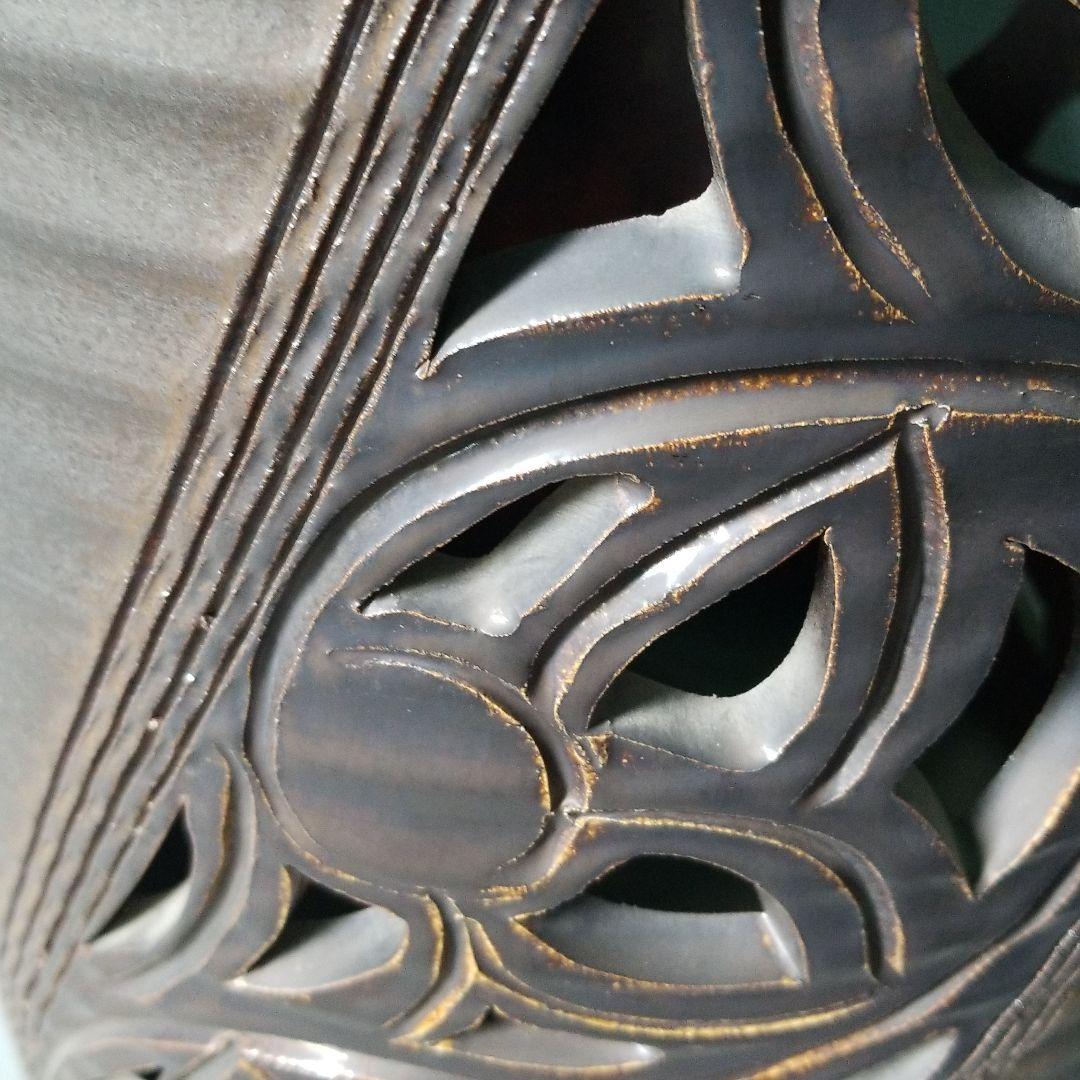 信楽焼傘立て 大容量❗特大斜透かし 高さ４７cm