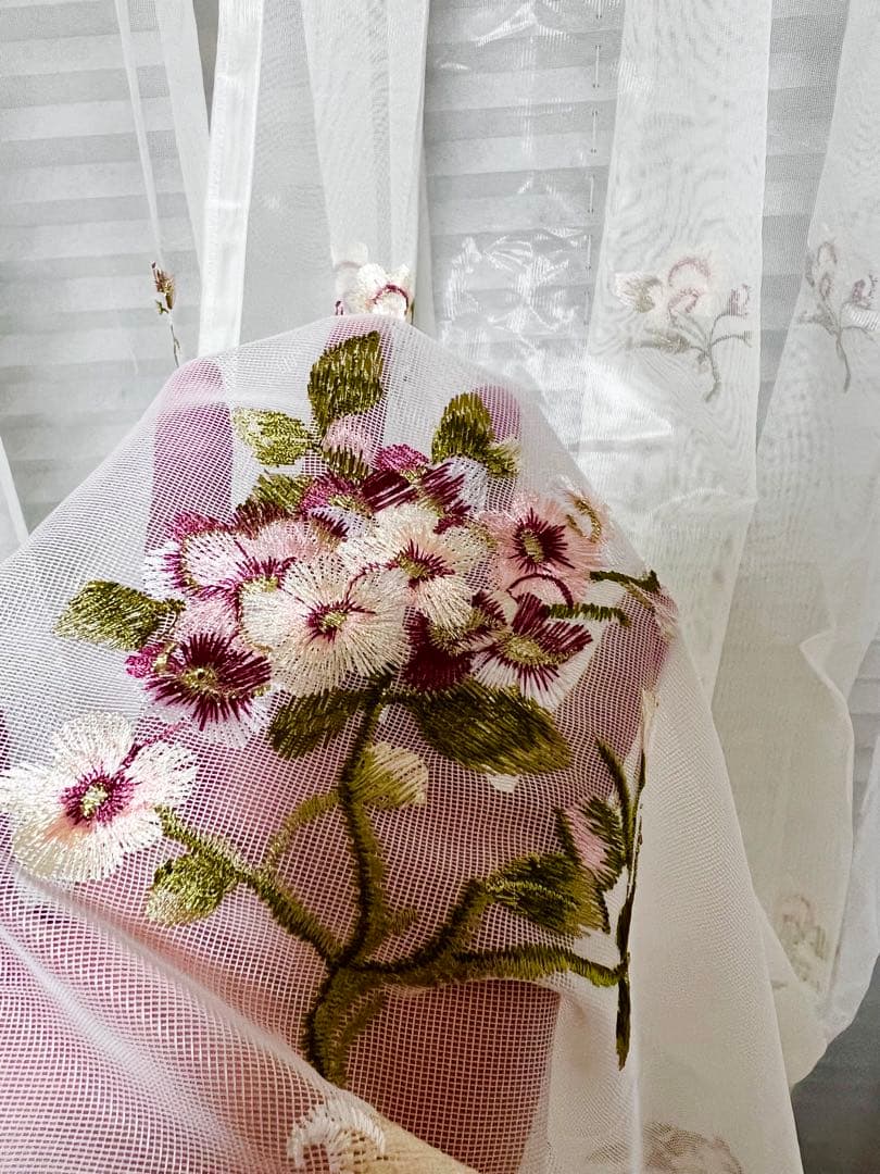 2枚入り　1セット レースカーテン　刺繍　オーダーカーテン ミラーレースカーテン