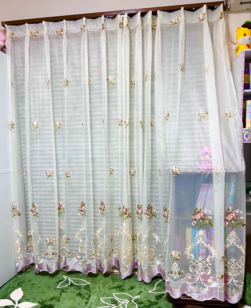 2枚入り　1セット レースカーテン　刺繍　オーダーカーテン ミラーレースカーテン